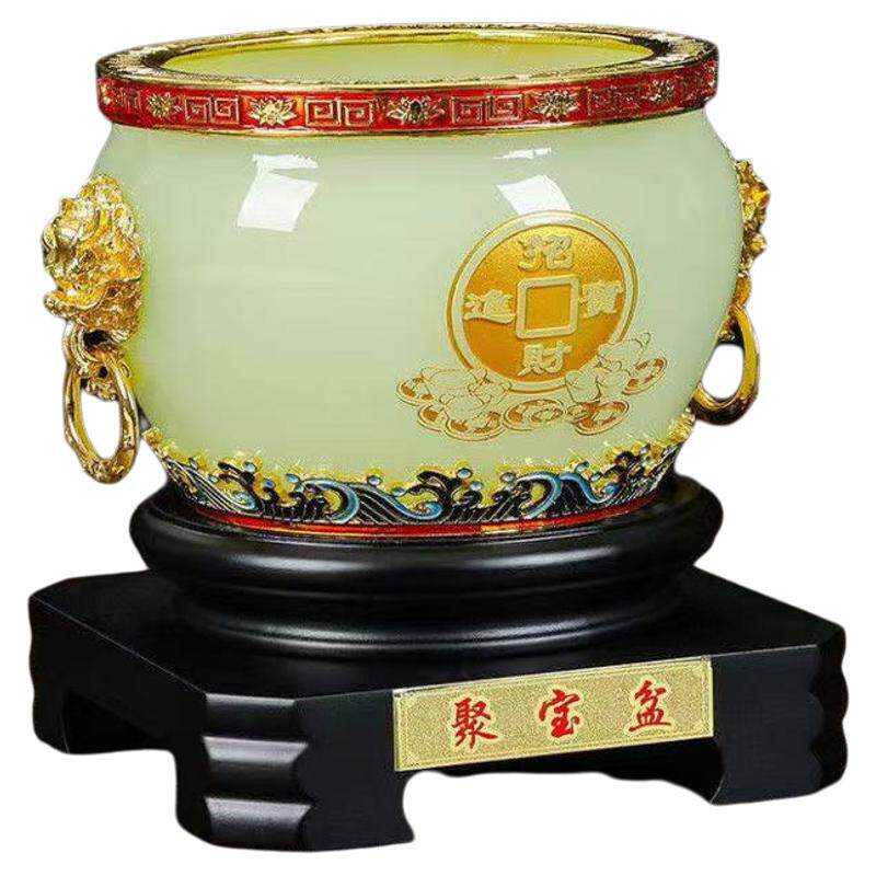 琉璃玉金属珐琅彩聚宝盆摆件