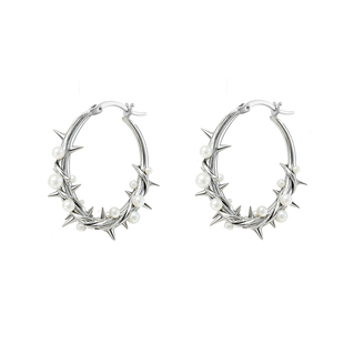 MASW麻秀原创设计荆棘系列甜酷金属朋克圈圈耳环个性夸张珍珠耳饰