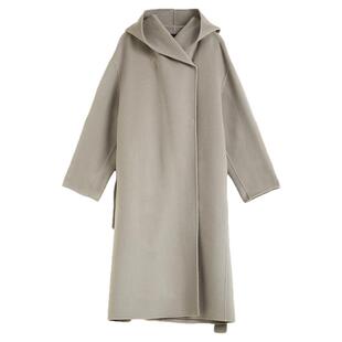 2025冬季时尚百搭连帽毛呢外套女韩版宽松显瘦气质通勤双面呢大衣