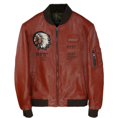 绵羊皮curphey真皮皮衣棒球服