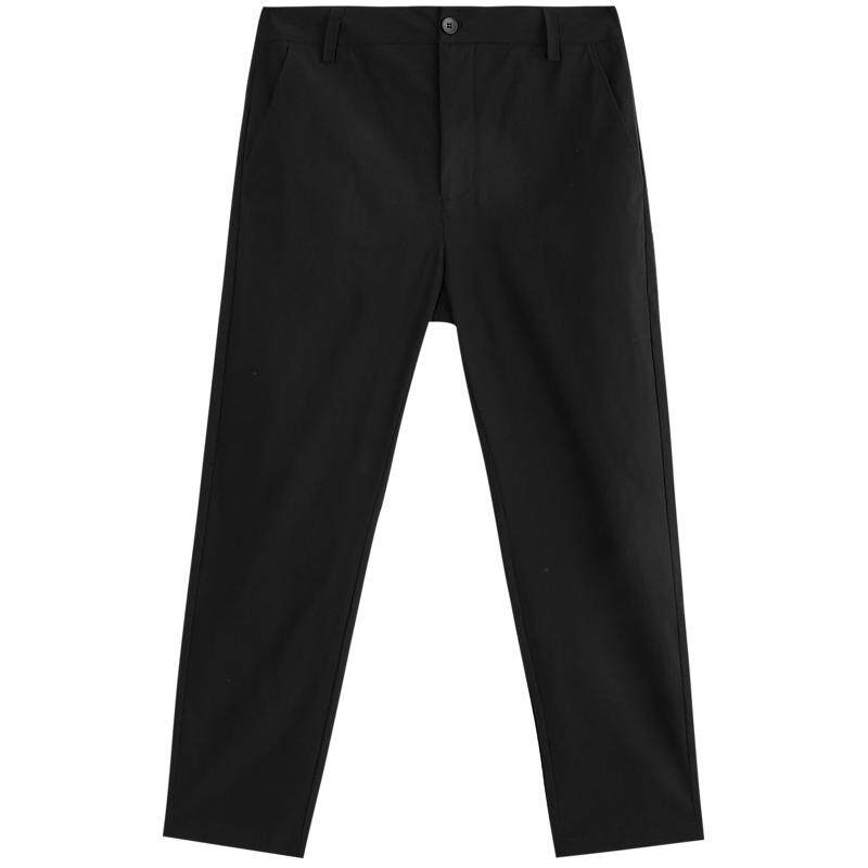 三福2022年秋冬季新款休闲裤男百搭弹力舒适透气加厚黑色长裤子