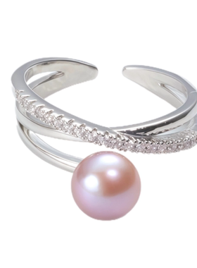 LADYB天然淡水珍珠戒指开口指环