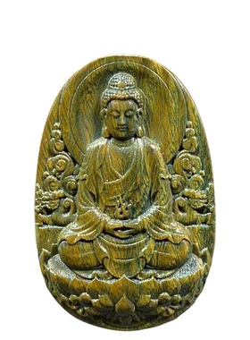 绿檀木雕十二生肖守护神吊坠