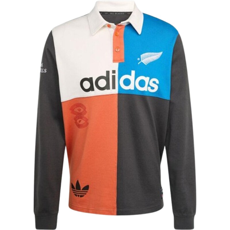 adidas阿迪达斯三叶草男子拼接撞色运动休闲POLO衫长袖T恤KG4638