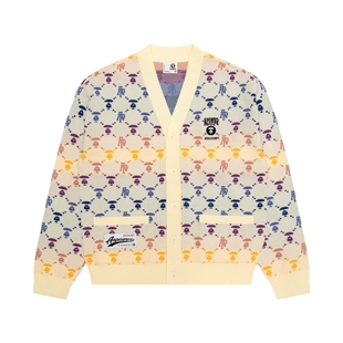 Aape旗舰店男装秋冬渐变老花猿人休闲潮流针织开衫外套B374XXP