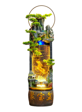 新中式假山水轮招财喷泉摆件