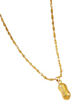 镀24K仿真黄金色花生水波项链女