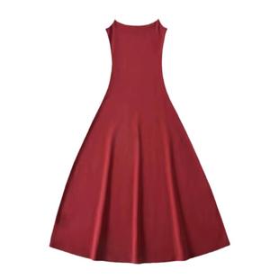 现代舞吊带裙舞蹈服练功服演出服长款连衣裙飘逸无袖黑色裙子上衣