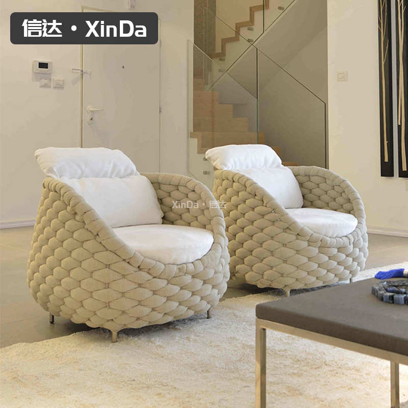 户外沙发藤椅露天酒店露台沙发藤编软装售楼部室外庭院藤沙发组合