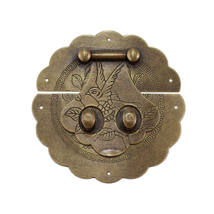 黄铜樟木箱子铜配件箱锁头木盒子搭锁扣家具锁子复古箱包仿古锁牌