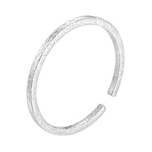 九乐足银999银手镯女光面錾刻荷花方棍时尚开口纯银手镯送女友礼