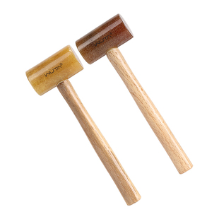 无它生牛皮实木双面安装锤DIY皮具菱斩老式手工皮锤圆头敲打锤子