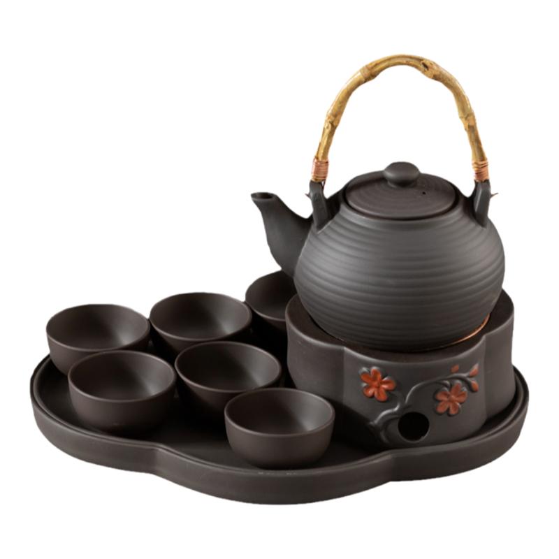 朱泥温茶梅花炉蜡烛加热底座陶瓷茶蜡家用茶壶加热温茶器套装茶具
