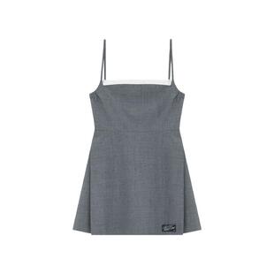 WE11DONE女士蕾丝细节羊毛超短连衣裙简约格雷系穿搭