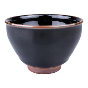 建阳原矿建盏 纯黑柴烧乌金釉 手工铁胎束口主人杯茶盏茶具茶杯