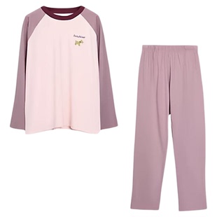 正品红豆春夏季100%纯棉男士女款全棉抑菌长袖睡衣套头家居服套装