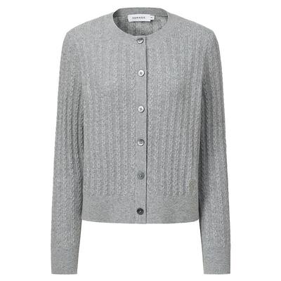 VGRASS丝羊绒绞花肌理针织开衫