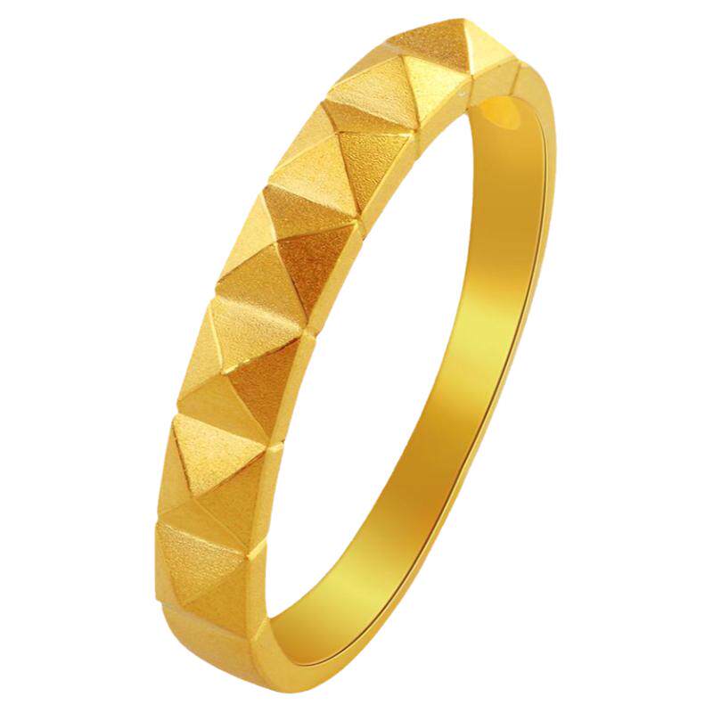 justgold镇金店摇滚窝钉黄金足金戒指1713691Y