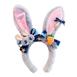 疯狂动物城兔子警官发箍儿童卡通毛绒头箍可爱朱迪帽子碎发卡头饰