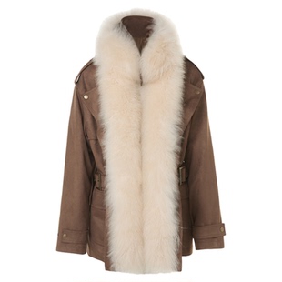 朗姿高智设计感大毛领90进口匈牙利白鹅绒羽绒服2025年冬季新款