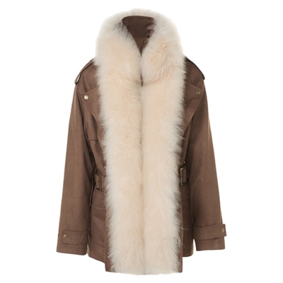 朗姿高智设计感大毛领90进口匈牙利白鹅绒羽绒服2025年冬季新款