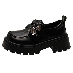 黑色玛丽珍小皮鞋女英伦风2025新款春秋季乐福鞋圆头厚底jk单鞋子
