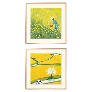 ins小清新餐厅装饰画春日风景绿色客厅挂画治愈系艺术玄关卧室画