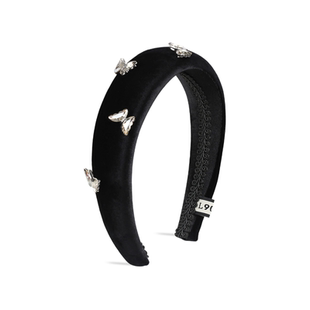 L9000/黑色丝绒蝴蝶水钻发箍女士轻奢高级感发带气质头饰富家千金