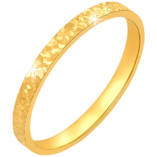 金至尊碎碎冰黄金戒指女款 食指实心素圈足金指环生日礼物送老婆