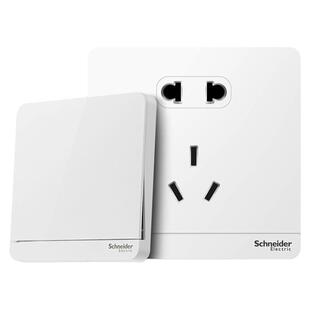 施耐德官方旗舰店官网开关插座面板一单开五孔USB插座 绎尚镜瓷白