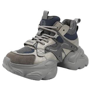 红粉知己机能风厚底增高老爹鞋女2026春季新款加绒保暖运动休闲鞋