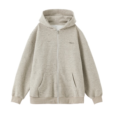 WASSUP条纹连帽开衫卫衣外套男女