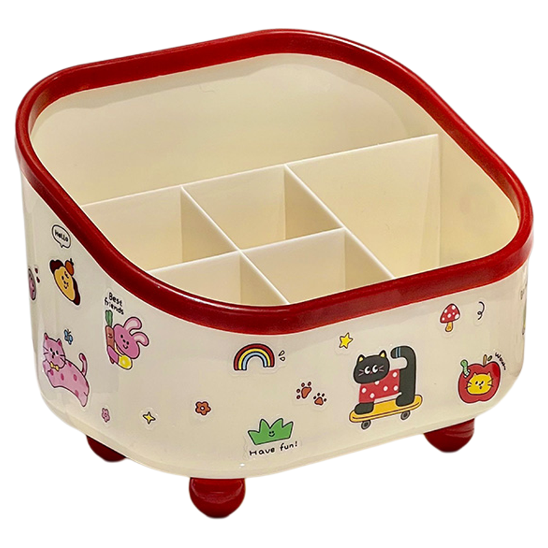 桌面收纳盒多功能化妆品口红六格置物架宿舍办公室办公桌文具笔筒