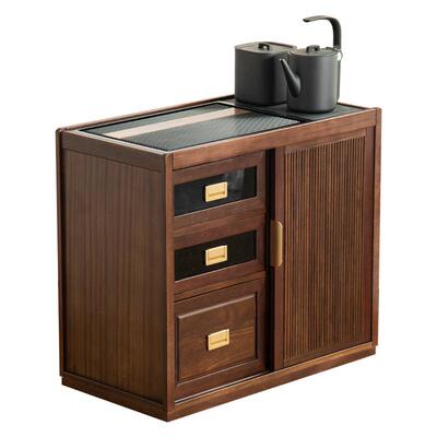 黑胡桃实木茶水柜可移动茶台