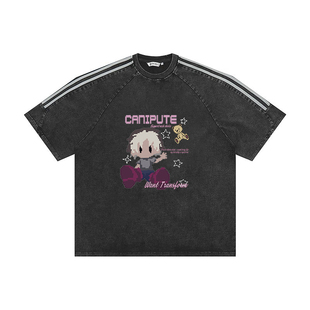 重磅美式复古短袖t恤男士夏季高街潮牌oversize宽松痞帅体恤上衣