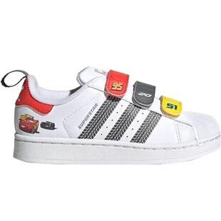 阿迪达斯男童鞋儿童小白鞋迪士尼赛车总动员贝壳头运动板鞋JQ1337