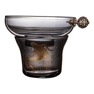 容山堂玻璃茶漏金银烧托架茶叶过滤器滤茶网茶隔创意茶具配件用品