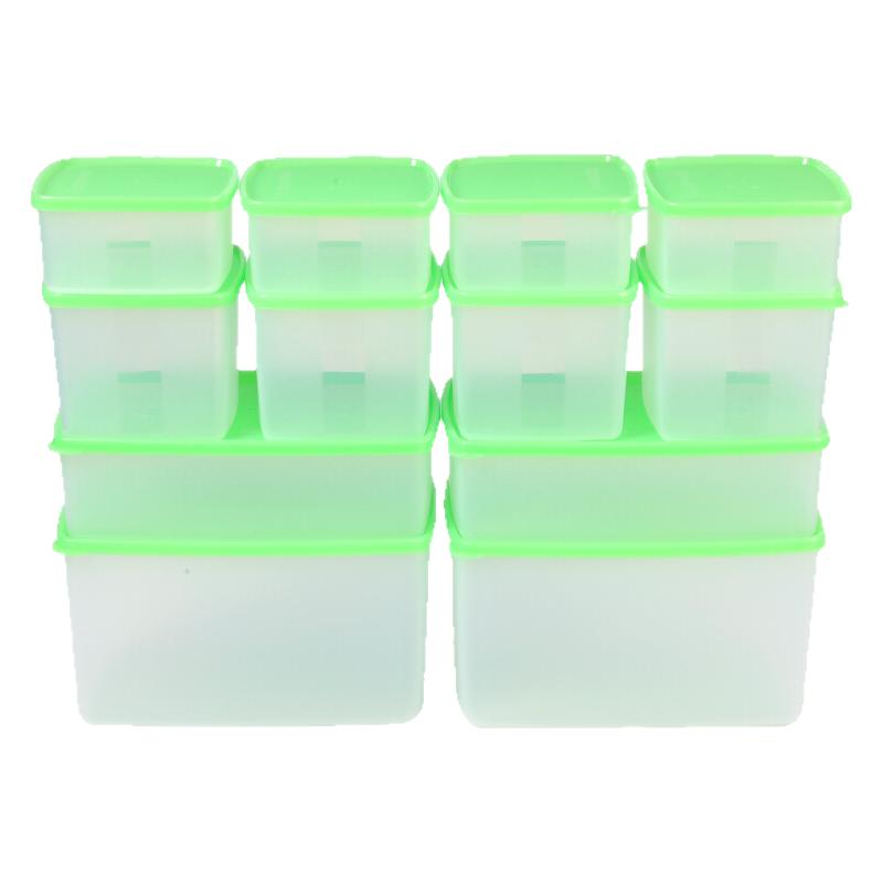特百惠冰箱冷藏保鲜盒12件套食品级冰箱密封收纳盒子水果蔬菜专用