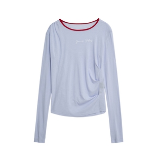 VVNK JANE PLUS2026春季新款撞色微透抽褶长袖罩衫女J624058312D