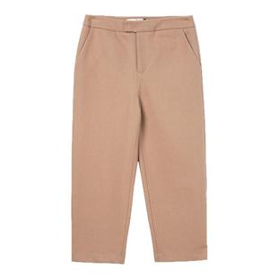 布景休闲裤女冬季新品简约宽松纯色加厚毛呢裤子羊毛厚款长裤1642