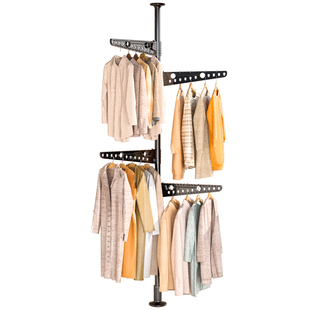 顶天立地晾衣架落地挂衣架阳台窗台晾衣杆床边金属卧室转角衣帽架