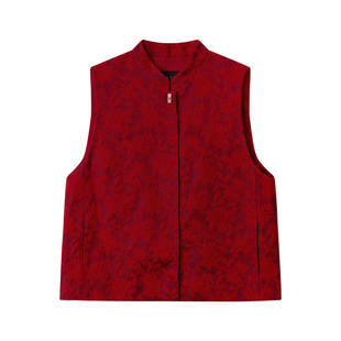 如意连云【喜棠】冬款小立领提花马甲女新中式国风玉石扣外穿坎肩