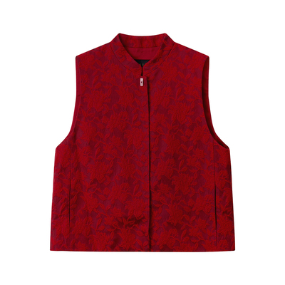 新中式小立领提花马甲