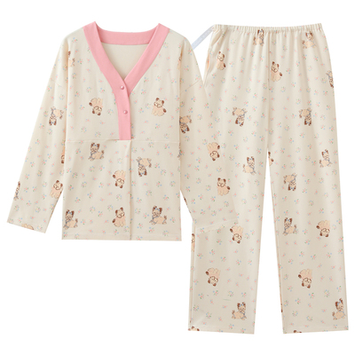 哺乳月子服睡衣套装自带胸垫产后