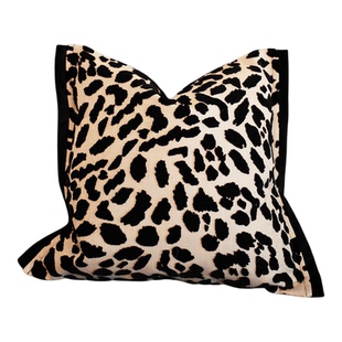 设计师推荐轻奢现代黑色豹纹割绒抱枕客厅沙发靠垫样板间方枕靠包