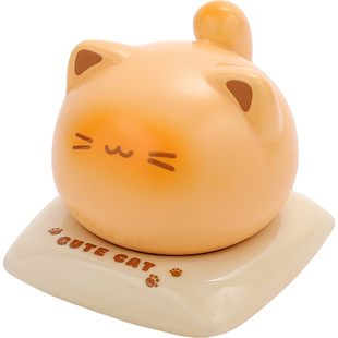 可爱小猫陶瓷牙签盒轻奢高级高颜值牙线棉签收纳牙签筒创意牙签罐