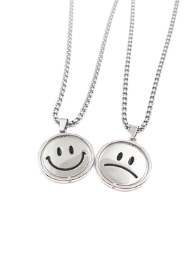 包邮~给小情侣个性t恤笑脸项链