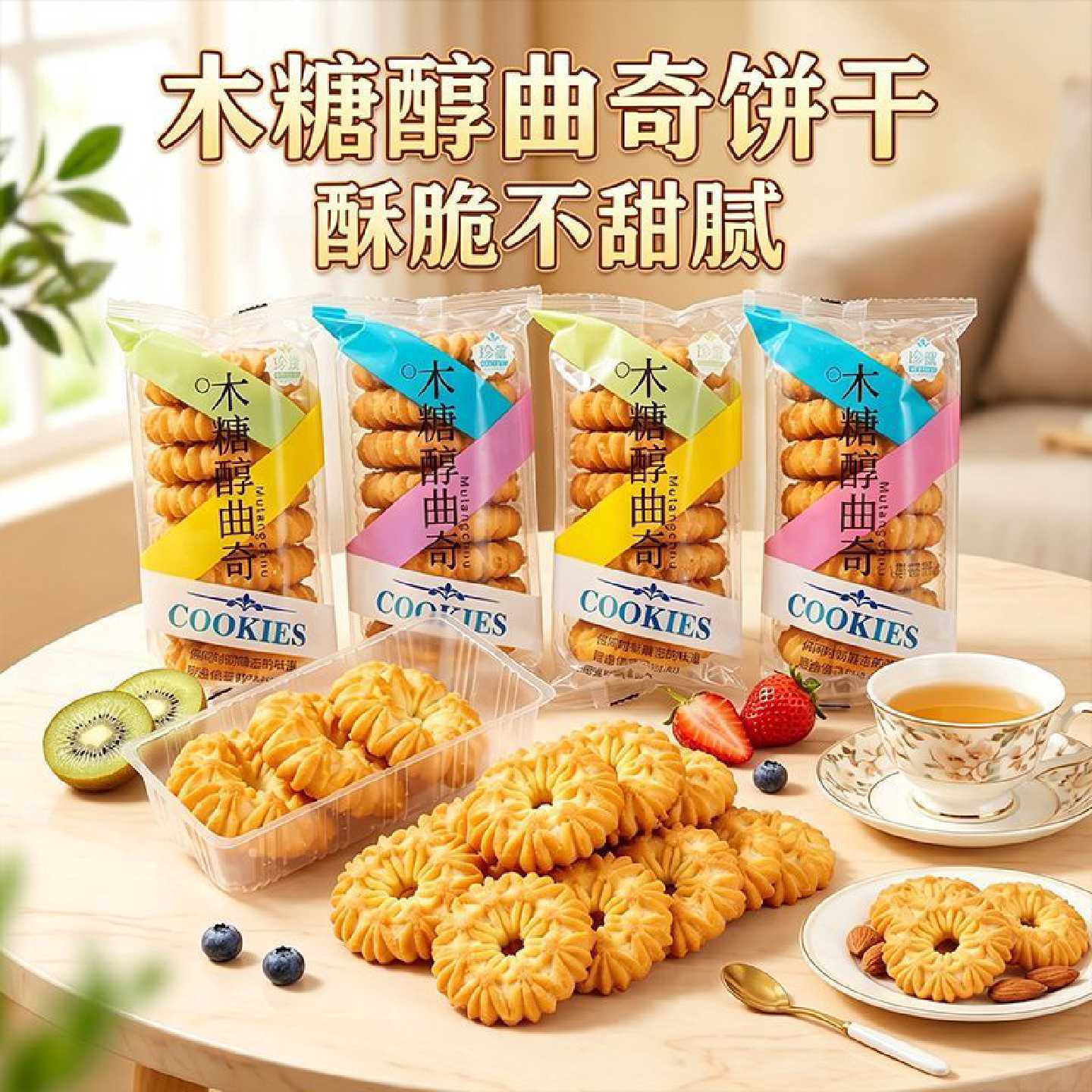 【1493人好评】木糖醇曲奇饼干整箱早餐网红零食袋装办公室休闲食