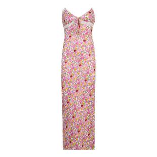 Ahagaga 欧美夏日小清新碎花裙性感V领蕾丝拼接吊带长款连衣裙女