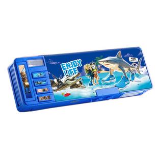 山海经密码锁文具盒鲨鱼卡皮巴拉男生女孩款2025多功能铅笔盒大容量女生新款儿童学霸笔盒男孩小学生文具笔袋